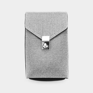 Rectangle Silver Rhinestone Crystal Purse Bling Formal Crossbody Bag